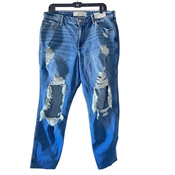 Hollister Women's Cotton Curvy High Rise Mom Distressed Jeans 32 - Picture 2 of 10